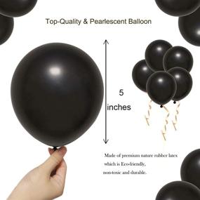 img 2 attached to 🎈 100-Pack 5-Inch Black Party Balloons for Birthday, Retirement, Bumble Bee, Farewell, Memorial, Going Away, Basketball, and Construction Themed Parties - Elecrainbow