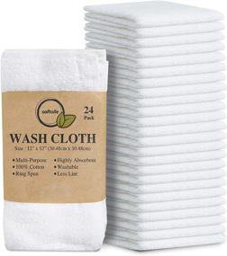 img 4 attached to 🔵 Softolle 100% Cotton Ring Spun Washcloths – Bulk Pack 24 Pieces – 12x12 Inches – Face Towels for Adults – Highly Absorbent, Soft White Wash Cloths