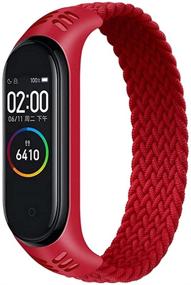 img 4 attached to 🔗 Плетеный соло петелька для Xiaomi Mi Band 5 6 - Совместимый женщины мужчины Мягкий нейлоновый спортивный ремешок для замены для Mi Band 4 3 - Резиновые волокна strap