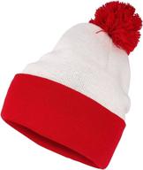 🧣 stay warm and stylish with armycrew red white striped pom pom cuff beanie hat! logo