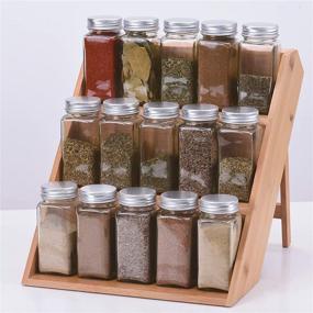 img 4 attached to 🎋 Bamboo Spice Rack Organizer: 3-Tier Shelf for Cabinets, Countertops & Drawers - Space Saving Wooden Seasoning Storage in Bamboo Color