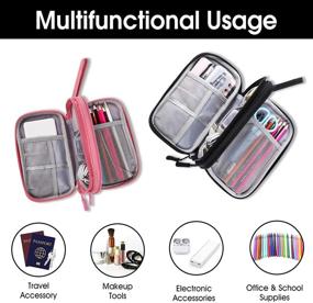 img 1 attached to 🔌 Travel Cable Organizer Bag, Portable Electronic Accessories Storage Pouch with 3 Compartments, Multifunctional Case for Cable, Charger, Hard Drive, Earphone - Electronic Organizer Pouch Bag (Black)