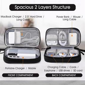 img 3 attached to 🔌 Travel Cable Organizer Bag, Portable Electronic Accessories Storage Pouch with 3 Compartments, Multifunctional Case for Cable, Charger, Hard Drive, Earphone - Electronic Organizer Pouch Bag (Black)
