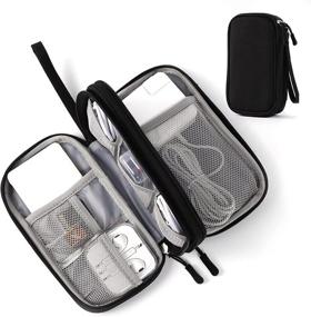 img 4 attached to 🔌 Travel Cable Organizer Bag, Portable Electronic Accessories Storage Pouch with 3 Compartments, Multifunctional Case for Cable, Charger, Hard Drive, Earphone - Electronic Organizer Pouch Bag (Black)