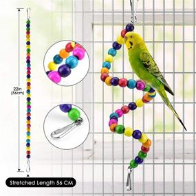 img 1 attached to 🐦 Colorful Wood Beads Hanging Mirror Bird Perch: KATUMO Bird Parrot Toys for Small Birds - Perfect Chewing Bell Toys for Conures, Cockatiel, Budgerigar, Lovebird, Sparrow, and more!