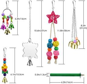 img 3 attached to 🐦 Colorful Wood Beads Hanging Mirror Bird Perch: KATUMO Bird Parrot Toys for Small Birds - Perfect Chewing Bell Toys for Conures, Cockatiel, Budgerigar, Lovebird, Sparrow, and more!