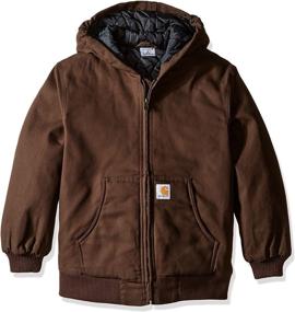 img 2 attached to Carhartt Active Jacket Brown Large - Perfect Boys' Clothing for Winter with Jackets & Coats