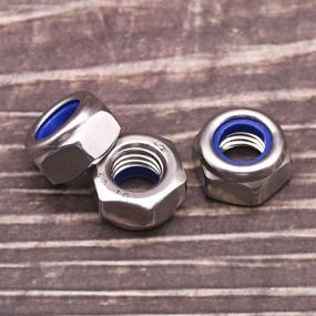 img 2 attached to 🔒 Pack of 10 M10 x 1.5mm Nylon Insert Hex Lock Nuts, 304 Stainless Steel 18-8, Bright Finish