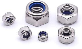 img 1 attached to 🔒 Pack of 10 M10 x 1.5mm Nylon Insert Hex Lock Nuts, 304 Stainless Steel 18-8, Bright Finish