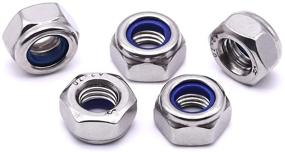 img 4 attached to 🔒 Pack of 10 M10 x 1.5mm Nylon Insert Hex Lock Nuts, 304 Stainless Steel 18-8, Bright Finish