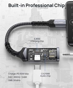 img 1 attached to 🎧 JSAUX адаптер USB C на 3.5 мм для наушников и зарядки - 2 в 1 USB C на AUX Mic Jack с PD 30W быстрой зарядкой для стерео/наушников - совместим с Galaxy S20/S21 Note 20/10, Pixel 2/3/4 XL - серый