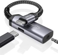 🎧 jsaux адаптер usb c на 3.5 мм для наушников и зарядки - 2 в 1 usb c на aux mic jack с pd 30w быстрой зарядкой для стерео/наушников - совместим с galaxy s20/s21 note 20/10, pixel 2/3/4 xl - серый логотип