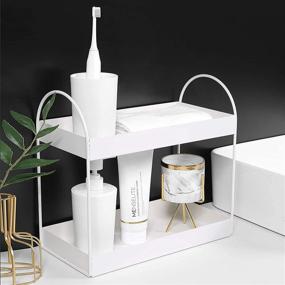 img 3 attached to 🛁 YURONG 2-Tier Standing Rack: Bathroom Countertop Organizer, Vanity Tray, Cosmetic Makeup Storage, Kitchen Spice Rack, Standing Shelf - White