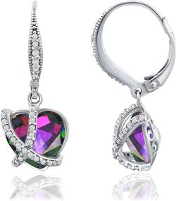 img 3 attached to 💎 Rhodium Plated European Crystal Leverback Dangle Earrings with CZ Accent - CRYSTAL ICE Collection