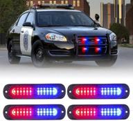 🚨 xprite red blue led emergency strobe lights kit: safety flashing police lights for volunteer vehicles off-road trucks cars suv atv utv motorcycle - 4pcs logo