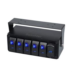 img 2 attached to Switchtec 5 Gang Rocker Switch Panel with Dual USB Fast Charger and Voltmeter, Blue Backlit LED, Pre-Wired All-in-One Surface Mount Box Enclosure - 4.8 Amp