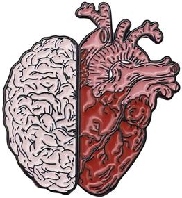 img 4 attached to ❤️ ROSTIVO 2 in 1 Enamel Pins: Brain and Heart Shaped Novelty Lapel Brooches for Backpacks, Jackets - Perfect for Men, Women, Boys, and Girls