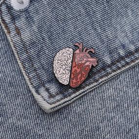 img 3 attached to ❤️ ROSTIVO 2 in 1 Enamel Pins: Brain and Heart Shaped Novelty Lapel Brooches for Backpacks, Jackets - Perfect for Men, Women, Boys, and Girls