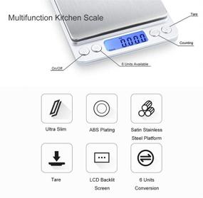 img 3 attached to 🍽️ JOEAA Digital Food Scale 0.001oz/0.01g, 500g Capacity, Grams & Ounces, Backlit LCD, Tare Function, 6 Units, Auto Off, 2 Trays, Batteries Included - Stainless Steel