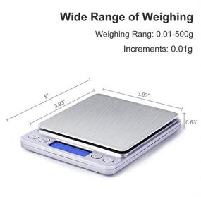 img 2 attached to 🍽️ JOEAA Digital Food Scale 0.001oz/0.01g, 500g Capacity, Grams & Ounces, Backlit LCD, Tare Function, 6 Units, Auto Off, 2 Trays, Batteries Included - Stainless Steel