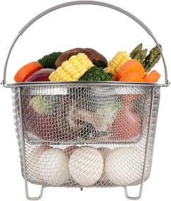 img 4 attached to 🥦 Aozita Steamer Basket for Instant Pot - 2 Tier Stackable 18/8 Stainless Steel Mesh Strainer - Silicone Handle - Vegetable Steamer Insert, Egg Basket, Pasta Strainer - Ideal for 6 qt or 8 quart Sizes