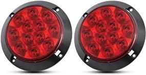 img 4 attached to Meerkatt (Pack Of 2) 4 Inch Red LED Round Trailer Tail Lights Brake Stop Rear 12 Diodes Multi-Function Clearance Lamp Truck ATV Van Bus Lorry Caravan RV Car Tow 12V DC High Power Flux F3 Bulb GK12