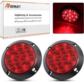 img 3 attached to Meerkatt (Pack Of 2) 4 Inch Red LED Round Trailer Tail Lights Brake Stop Rear 12 Diodes Multi-Function Clearance Lamp Truck ATV Van Bus Lorry Caravan RV Car Tow 12V DC High Power Flux F3 Bulb GK12