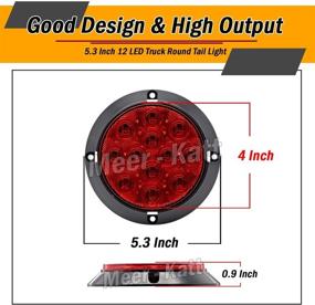 img 2 attached to Meerkatt (Pack Of 2) 4 Inch Red LED Round Trailer Tail Lights Brake Stop Rear 12 Diodes Multi-Function Clearance Lamp Truck ATV Van Bus Lorry Caravan RV Car Tow 12V DC High Power Flux F3 Bulb GK12