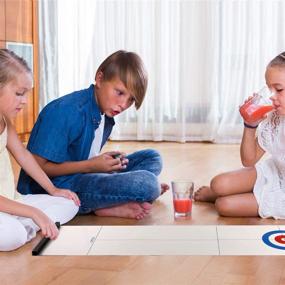 img 3 attached to 🎱 Yobbi Tabletop Curling Set for Kids, Adults & Family. Fun Indoor Sports Game for Everyone. Includes 8+2 Tabletop Curling Stones. Easy Setup, Play & Portable.