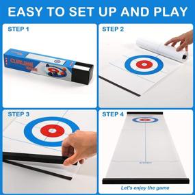 img 2 attached to 🎱 Yobbi Tabletop Curling Set for Kids, Adults & Family. Fun Indoor Sports Game for Everyone. Includes 8+2 Tabletop Curling Stones. Easy Setup, Play & Portable.