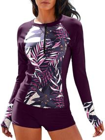 img 4 attached to 👙 MISSVOG Half Zipper Athletic Surfing Swimsuit: Stylish Women's Clothing for Swimsuits & Cover Ups