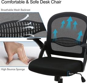 img 2 attached to 🪑 Ergonomic Mesh Office Chair with Lumbar Support - Adjustable Height, Flip-Up Armrest, Swivel Task Chair for Home Office