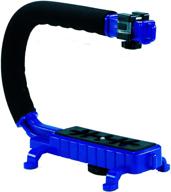 📷 cam caddie scorpion jr triple shoe camera stabilizer - collapsible smartphone handle for dslr, gopro, phones - blue logo