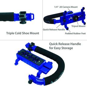 img 2 attached to 📷 Cam Caddie Scorpion Jr Triple Shoe Camera Stabilizer - Collapsible Smartphone Handle for DSLR, GoPro, Phones - Blue