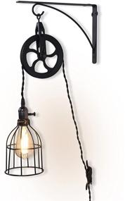 img 2 attached to Industrial Pulley Design Wall Sconces Pendant Lamp: Rustic State with LED Edison Bulb and Fabric Cord