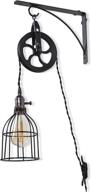 industrial pulley design wall sconces pendant lamp: rustic state with led edison bulb and fabric cord логотип