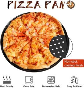 img 1 attached to 12.5 Inch Non-Stick Carbon Steel Perforated Pizza Pan for 🍕 Oven - Round Pizza Crisper Pan, Bakeware Ideal for Home Kitchen Oven