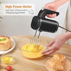 img 2 attached to 🍰 Powerful Lightweight Hand Mixer Electric - 5 Speeds, Portable Stainless Steel Kitchen Mixer with Egg Whisk, Handheld Electric Mixer for Baking, Cakes, Cooking - Includes Egg Sticks + Dough Sticks