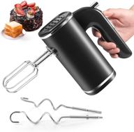 🍰 powerful lightweight hand mixer electric - 5 speeds, portable stainless steel kitchen mixer with egg whisk, handheld electric mixer for baking, cakes, cooking - includes egg sticks + dough sticks logo