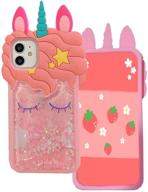 🍓 mme iphone 7/8 plus/6 plus/6s case - cute strawberry 3d cartoon quicksand soft silicone shockproof case with fashionable design, funny and pretty phone cover for girls and women (horse, 7/8 plus) logo