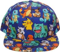 🧢 officially licensed pokemon allover print snapback cap hat - blue, featuring original starters logo