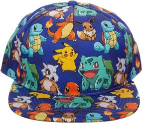 img 3 attached to 🧢 Officially Licensed Pokemon Allover Print Snapback Cap Hat - Blue, featuring Original Starters