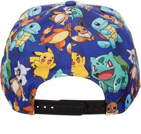 img 1 attached to 🧢 Officially Licensed Pokemon Allover Print Snapback Cap Hat - Blue, featuring Original Starters