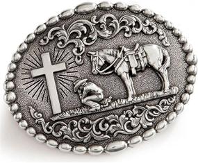 img 1 attached to 🤠 Boys Cowboy Prayer Buckle Pewter by M F Western Products