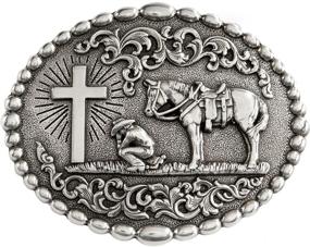 img 2 attached to 🤠 Boys Cowboy Prayer Buckle Pewter by M F Western Products