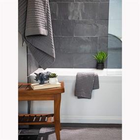 img 3 attached to 🏻 Premium 6 Piece Waffle Weave Bath Towel Set in Slate - Natural Cotton, Quick Dry, Softest Fabric, No Lint, Fade Resistant - Includes 2 Bath Towels, 2 Hand Towels & 2 Wash Cloths