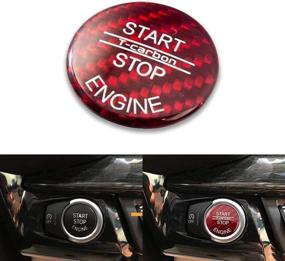 img 3 attached to 🔴 Xotic Tech Engine Start Stop Button Carbon Fiber Trim Cover Decal Cap - BMW Compatible (Red, Size 0.98 inch)