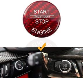 img 2 attached to 🔴 Xotic Tech Engine Start Stop Button Carbon Fiber Trim Cover Decal Cap - BMW Compatible (Red, Size 0.98 inch)