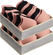 sygy 2pack bra organizer storage: 👙 foldable divider organizers for dresser drawers - grey logo