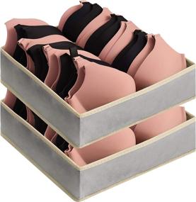 img 4 attached to SYGY 2Pack Bra Organizer Storage: 👙 Foldable Divider Organizers for Dresser Drawers - Grey